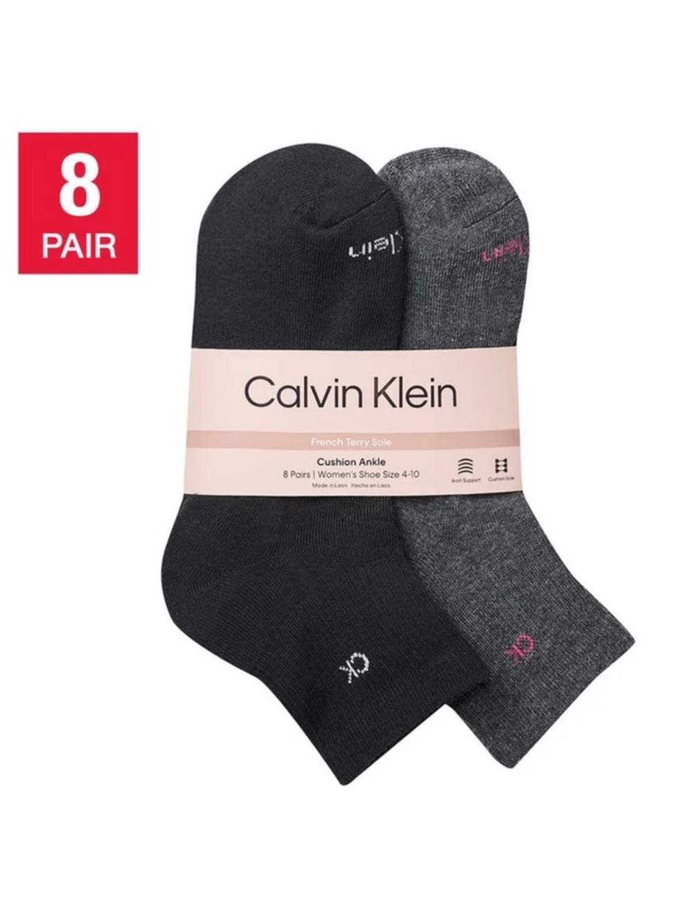 Calvin Klein Women's High Quarter Sock, 8-pair